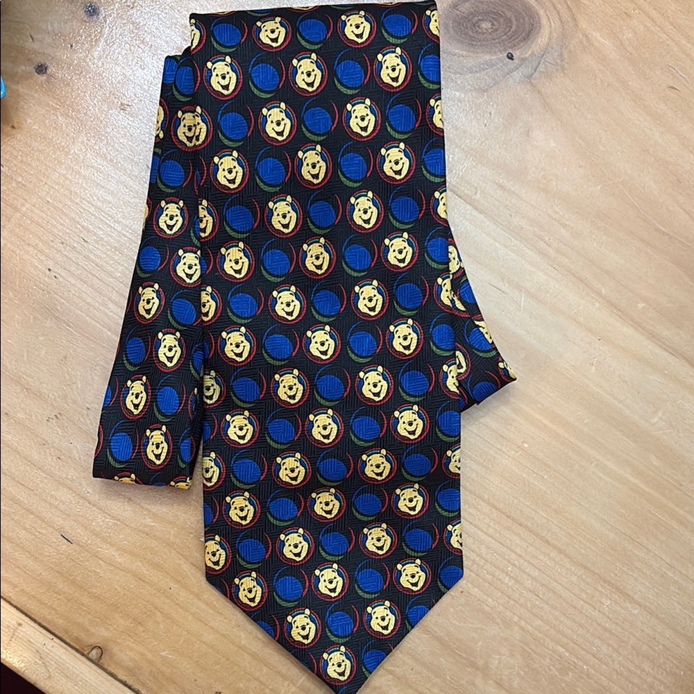 Navy and Yellow Winnie the Pooh Patterned Men's Tie